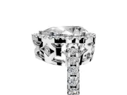 Accent Halo Engagement Ring Setting for Pear-Shaped Center with Full-Length Pave Band and Prong Head in Sterling Silver