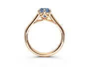 Solitaire Engagement Ring Setting for Fancy Blue Cushion Cut Center with Cathedral Band and Prong Head in Rose Gold