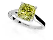 Solitaire Engagement Ring Setting for Fancy Yellow Cushion Cut Center with Tapered Shoulders and Prong Head in Sterling Silver