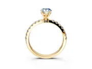 Open Basket Engagement Ring Setting for Fancy Blue Pear-Shaped Center with Pave Band and Prong Head in Yellow Gold