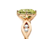 Solitaire Engagement Ring Setting for Fancy Yellow Radiant Cut Center with Accented Twist Band and Leaf Prong Head in Rose Gold