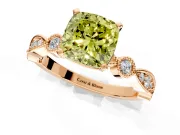 Solitaire Engagement Ring Setting for Fancy Yellow Cushion Cut Center with Milgrain Bezel Accents and Prong Head in Rose Gold