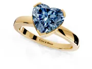 Solitaire Engagement Ring Setting for Fancy Blue Heart-Shaped Center with Plain Band and Flat Tab Prong Head in Yellow Gold