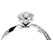 Side Accent Engagement Ring Setting for Pear-Shaped Center with Accent Shoulders and Prong Head in White Gold