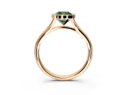 Solitaire Engagement Ring Setting for Fancy Green Cushion Cut Center with V Split Shank and Bezel Head in Rose Gold