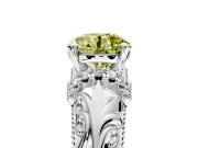 Solitaire Engagement Ring Setting for Fancy Yellow Round Cut Center with Filigree Accent Basket and Prong Head in Sterling Silver