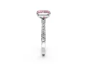 Solitaire Engagement Ring Setting for Fancy Pink Radiant Cut Center with Round Cut Pave Band and Prong Head in Platinum
