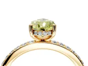 Solitaire Engagement Ring Setting for Fancy Yellow Pear-Shaped Center with Fine Pave Band and Prong Head in Yellow Gold