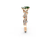 Solitaire Engagement Ring Setting for Fancy Green Oval Center with Bar-Station Pave Twist and Prong Head in Rose Gold