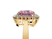 Starburst Halo Engagement Ring Setting for Fancy Pink Radiant Cut Center with Flat Cathedral Band and Prong Head in Yellow Gold