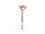 Solitaire Engagement Ring Setting for Fancy Pink Pear-Shaped Center with Fine Pave Accents and Prong Head in Rose Gold
