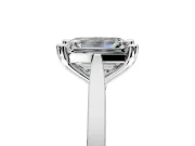 Solitaire Engagement Ring Setting for Emerald Cut Center with Tapered Shoulders and Prong Head in Sterling Silver