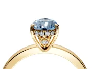 Solitaire Engagement Ring Setting for Fancy Blue Pear-Shaped Center with Fine Wire Band and Prong Head in Yellow Gold