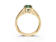 Split Shank Engagement Ring Setting for Fancy Green Cushion Cut Center with Pave Split Shank and Prong Head in Yellow Gold