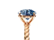 Solitaire Engagement Ring Setting for Fancy Blue Round Cut Center with Plain Twisted Rope Band and Prong Head in Rose Gold