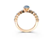 Shared-Prong Engagement Ring Setting for Fancy Blue Marquise Center with Graduated Accents and Prong Head in Rose Gold