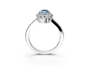 Halo Engagement Ring Setting for Fancy Blue Marquise Center with Inner Milgrain Border and Prong Head in Platinum
