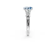 5 Stone Engagement Ring Setting for Fancy Blue Oval Center with Graduated Accents and Prong Head in Platinum