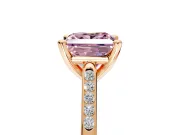 Solitaire Engagement Ring Setting for Fancy Pink Princess Cut Center with Channel Accents and Prong Head in Rose Gold