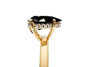 Solitaire Engagement Ring Setting for Fancy Black Pear-Shaped Center with Fine Wire Band and Prong Head in Yellow Gold