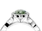 Halo Engagement Ring Setting for Fancy Green Pear-Shaped Center with Pave and Plain Twist Band and Prong Head in White Gold