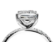 Solitaire Engagement Ring Setting for Princess Cut Center with Micro Pave Band and Prong Head in Platinum