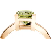 Solitaire Engagement Ring Setting for Fancy Yellow Princess Cut Center with Plain Band and Flat Tab Prong Head in Rose Gold