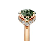 Hidden Halo Engagement Ring Setting for Fancy Green Round Cut Center with Plain Rounded Band and Prong Head in Rose Gold
