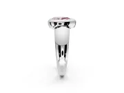 Solitaire Engagement Ring Setting for Fancy Pink Pear-Shaped Center with Wide Band and Bezel Head in Sterling Silver