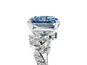 Solitaire Engagement Ring Setting for Fancy Blue Radiant Cut Center with Marquise Accent Twist Band and Prong Head in White Gold