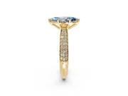 Solitaire Engagement Ring Setting for Fancy Blue Marquise Center with Multi-Row Accents and Prong Head in Yellow Gold