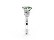 Cluster Engagement Ring Setting for Fancy Green Pear-Shaped Center with 2-Row Shoulder Clusters and Prong Head in Platinum