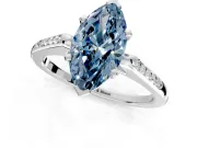 Solitaire Engagement Ring Setting for Fancy Blue Marquise Center with Channel Accents and Prong Head in Platinum