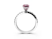 Open Basket Engagement Ring Setting for Fancy Pink Radiant Cut Center with Pave Band and Prong Head in Platinum
