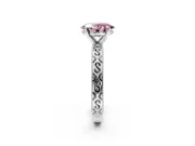 Solitaire Engagement Ring Setting for Fancy Pink Oval Center with Scrollwork Band and Prong Head in Platinum
