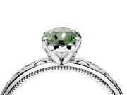 Solitaire Engagement Ring Setting for Fancy Green Pear-Shaped Center with Scrollwork Band and Prong Head in White Gold