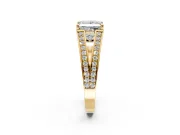 Split Shank Engagement Ring Setting for Princess Cut Center with Pave Split Shank and Prong Head in Yellow Gold