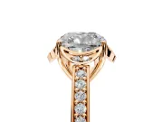 Floral Engagement Ring Setting for Cushion Cut Center with Four Accent Clusters and Prong Head in Rose Gold