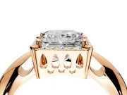 Halo Engagement Ring Setting for Princess Cut Center with Tapered Plain Band and Prong Head in Rose Gold