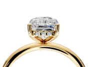 Hidden Halo Engagement Ring Setting for Radiant Cut Center with Thin Round-Wire Band and Prong Head in Yellow Gold