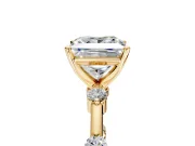 Solitaire Engagement Ring Setting for Princess Cut Center with Bezel Station Band and Prong Head in Yellow Gold