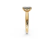 Solitaire Engagement Ring Setting for Emerald Cut Center with Reverse Tapered Band and Prong Head in Yellow Gold