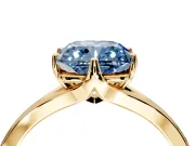 Solitaire Engagement Ring Setting for Fancy Blue Cushion Cut Center with Plain Split Shank and Prong Head in Yellow Gold