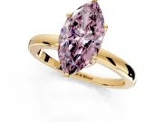 Solitaire Engagement Ring Setting for Fancy Pink Marquise Center with Plain Band and Tulip Prong Head in Yellow Gold