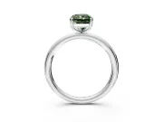 Low-Set Solitaire Engagement Ring Setting for Fancy Green Radiant Cut Center with Thin Plain Band and Prong Head in White Gold