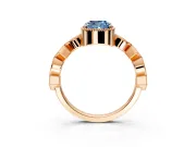 Milgrain Bezel Engagement Ring Setting for Fancy Blue Cushion Cut Center with Marquise Stations and Bezel Head in Rose Gold