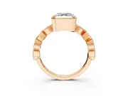 Milgrain Bezel Engagement Ring Setting for Asscher Cut Center with Marquise Stations and Bezel Head in Rose Gold