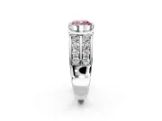 Bezel Engagement Ring Setting for Fancy Pink Cushion Cut Center with Wide Channel-Set Band and Bezel Head in Platinum
