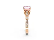 Solitaire Engagement Ring Setting for Fancy Pink Asscher Cut Center with Marquise and Bezel Accents and Prong Head in Rose Gold