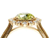 Milgrain Halo Engagement Ring Setting for Fancy Yellow Round Cut Center with Bezel Point Accents and Prong Head in Yellow Gold